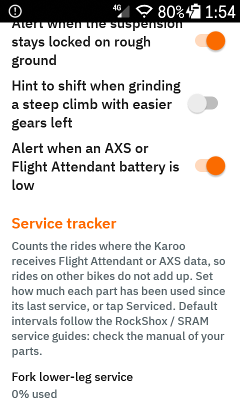 Bike-system alert switches and service tracker introduction